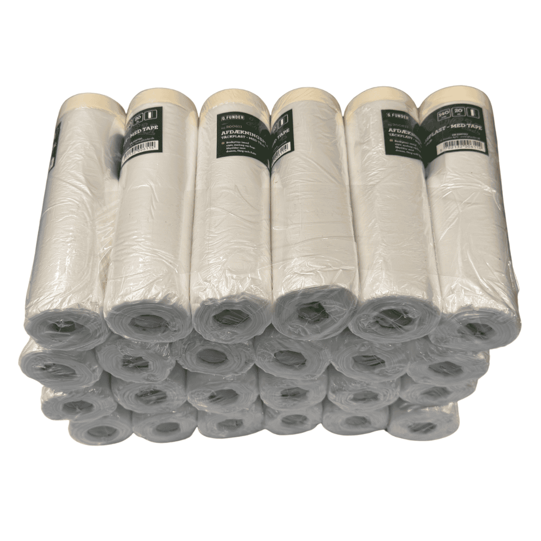 Afdækningsplast 24 stk.140 cm. X 20 m. med tapekant