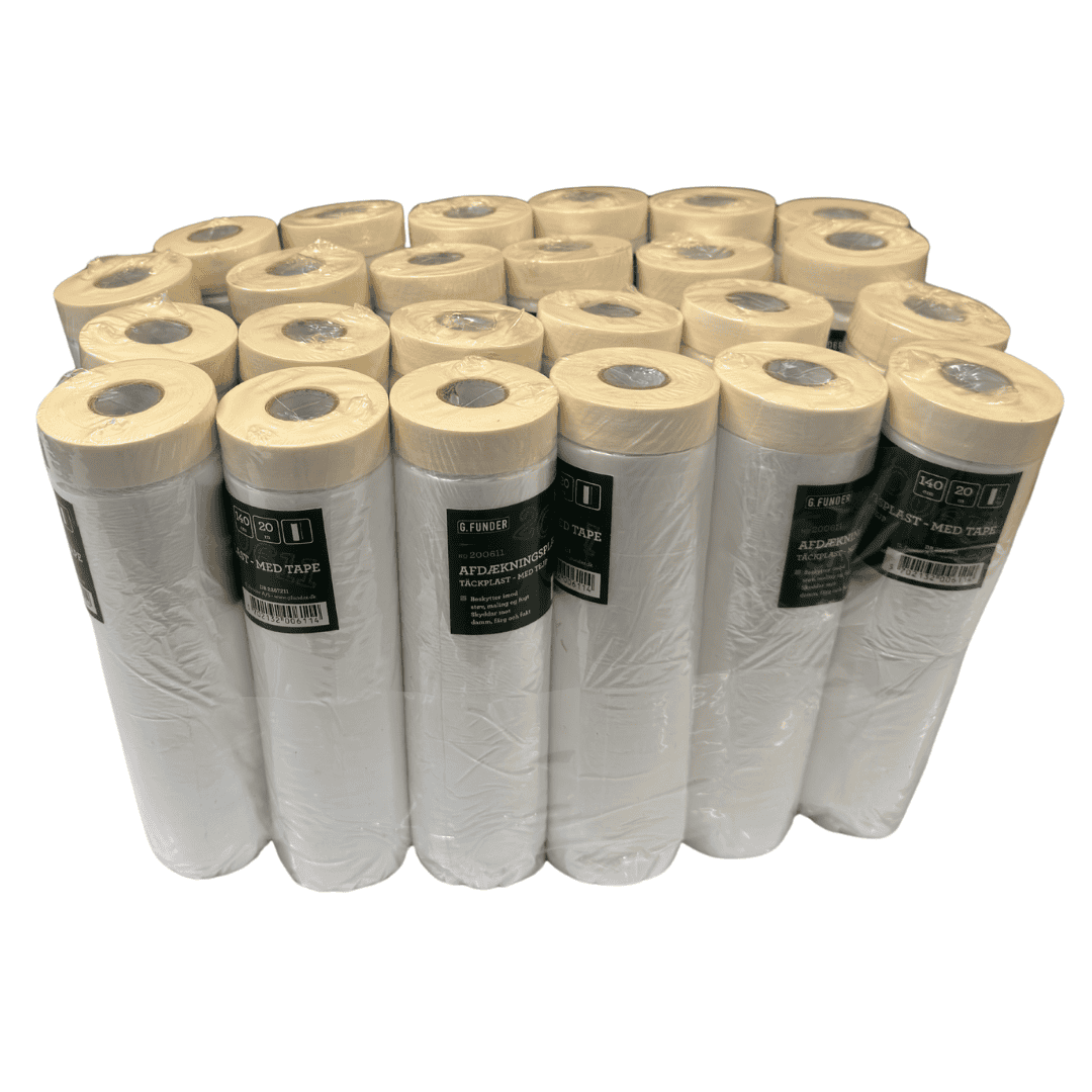 Afdækningsplast 24 stk.140 cm. X 20 m. med tapekant