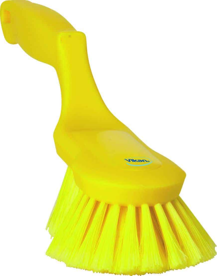 Ergonomisk håndbørste, blød, spaltede filamenter flere farver.