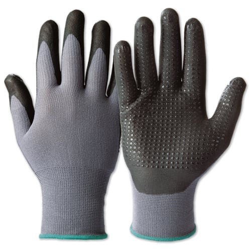 Sømløs polyamid handske m/nitrildotter str.9 og 10