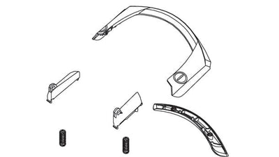 Håndtag Coupe, rød/metal komplet