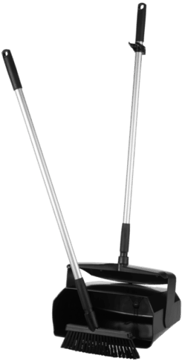 Langskaftet fejeblad lukket m/kost 350 mm. Sort