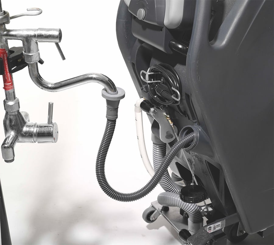 Gulvvaskemaskine Nilfisk BA551 D m. indb. lader inkl. 5 L Sæbe