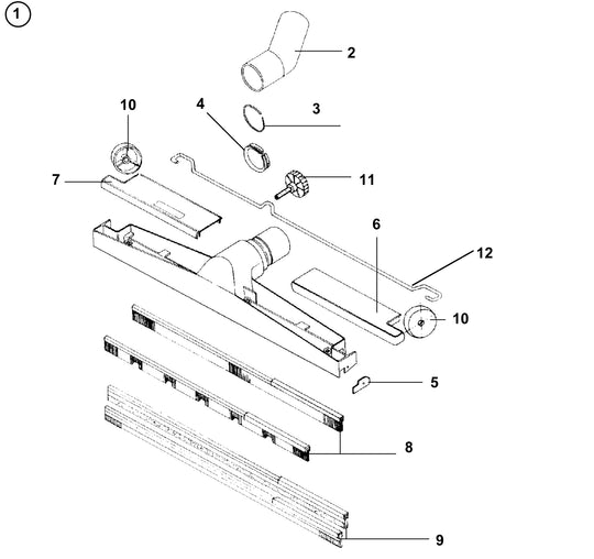 Mundstykke, Vådsugning Ø38 alu.m.hjul