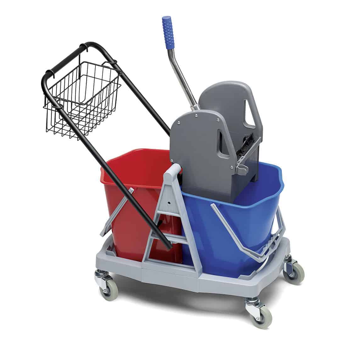 Dobbelt rengøringsvogn med vertikalpresse