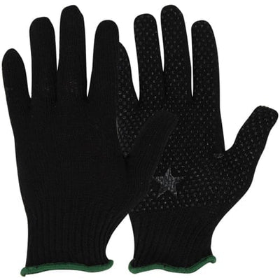 Strikhandske med dotter, sort, bomuld