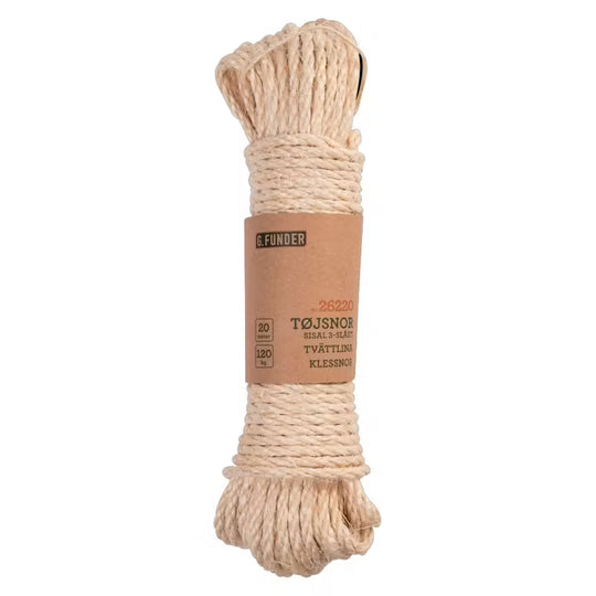 Tøjsnor 6 stk. 20 m. Sisal