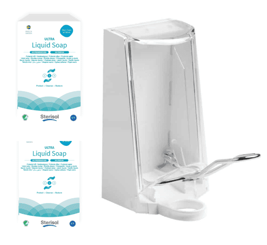 Serisol ultra mild sæbe 2 stk. inkl. dispenser 700 ml.
