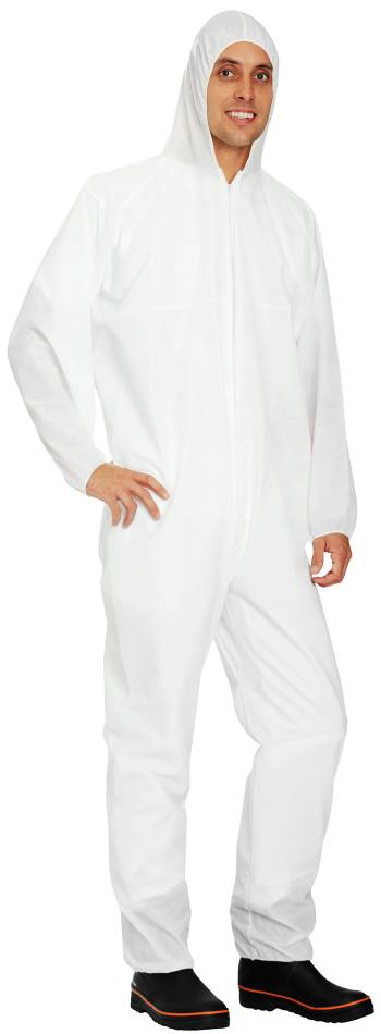 Støvdragt / engangsdragt / besøgsdragt med hætte og lynlås