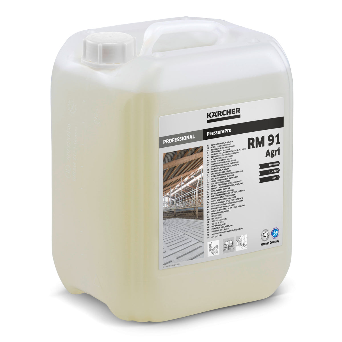PressurePro RM 91 Skumrengøringsmiddel, alkalisk, landbrug, 10l
