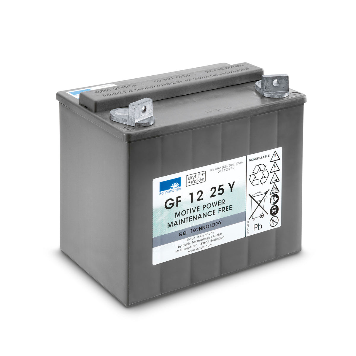 Batteri, 12 V, 25 Ah, vedligeholdelsesfri