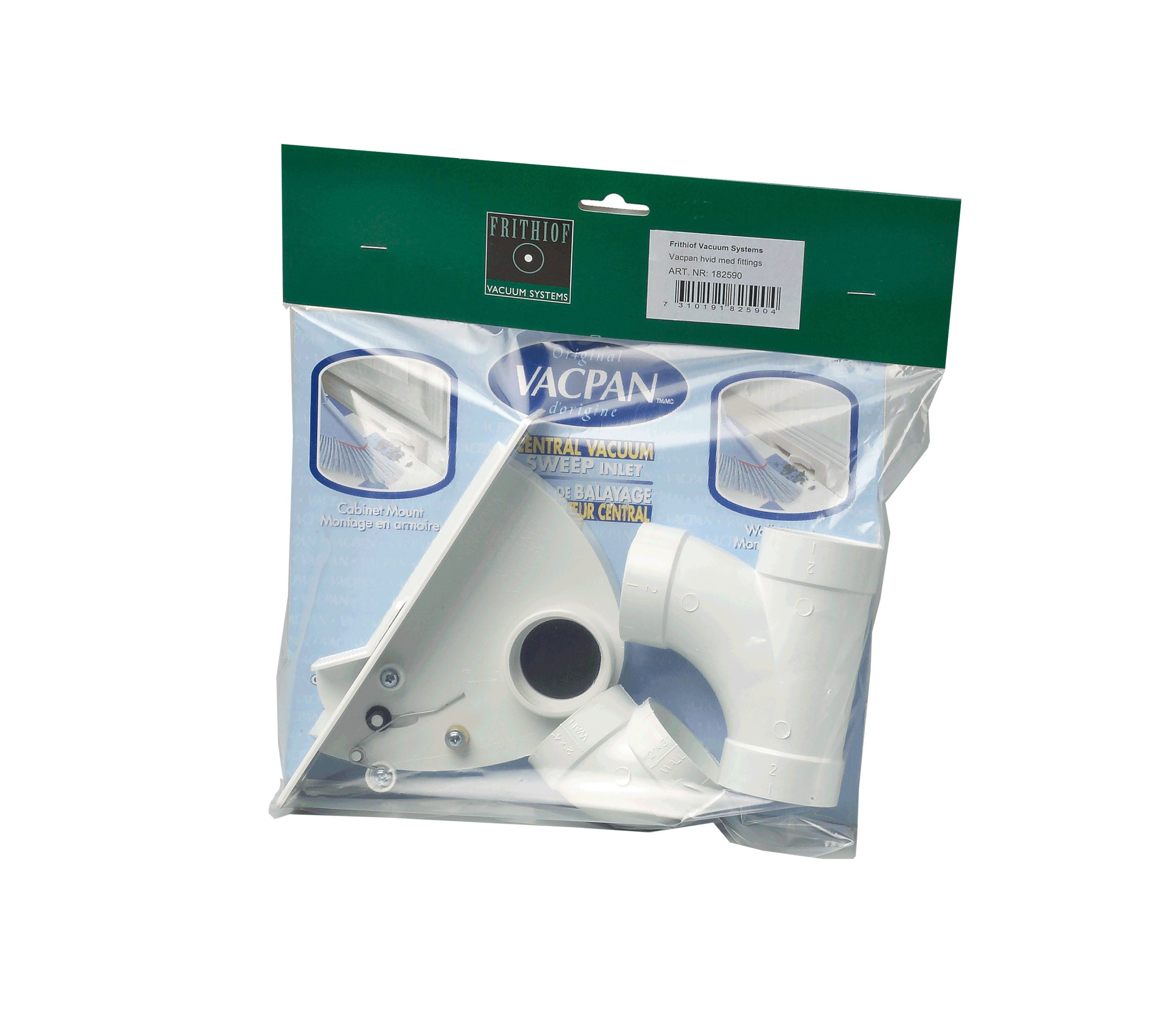 Fejebakke VacPan hvid m. fittings i pose