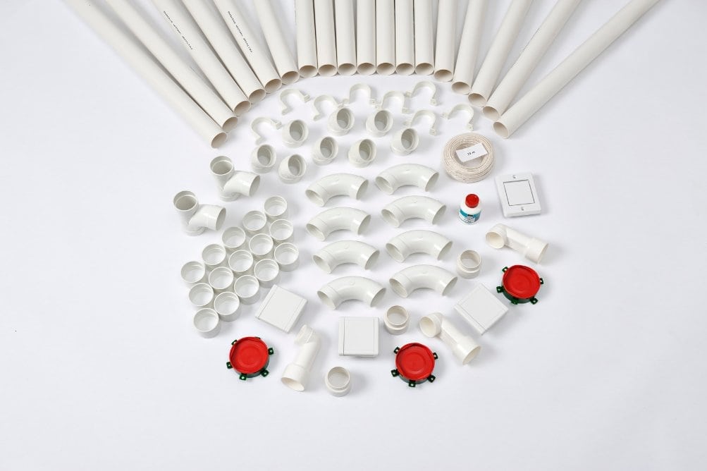 Rørpakke med 3 sugekontakter og rør