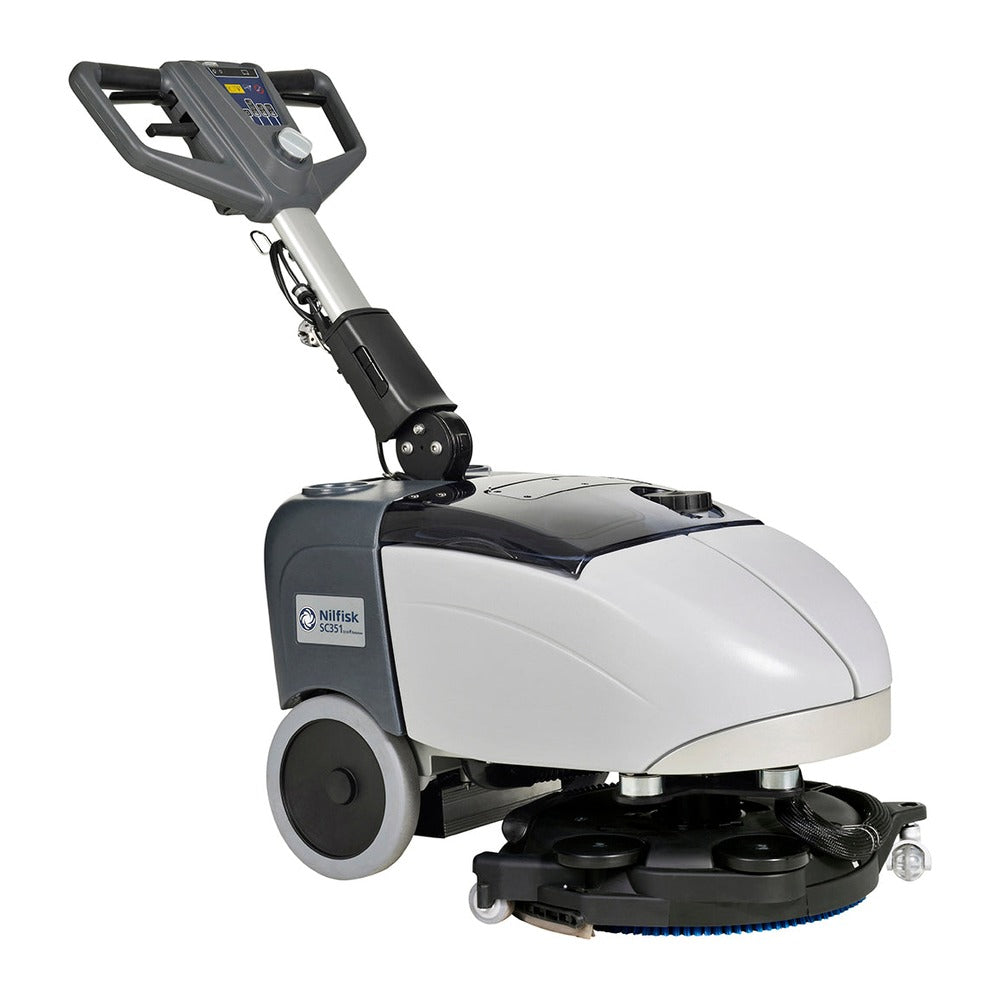 Gulvvaskemaskine Nilfisk SC351 inkl. Optima Batteri + 5 L Sæbe